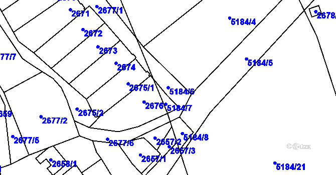 Parcela st. 5184/6 v KÚ Řečkovice, Katastrální mapa