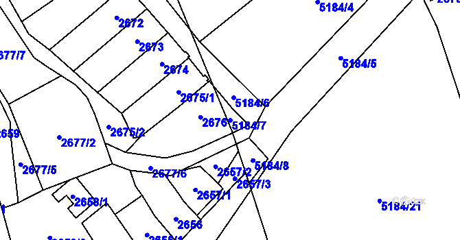 Parcela st. 5184/7 v KÚ Řečkovice, Katastrální mapa