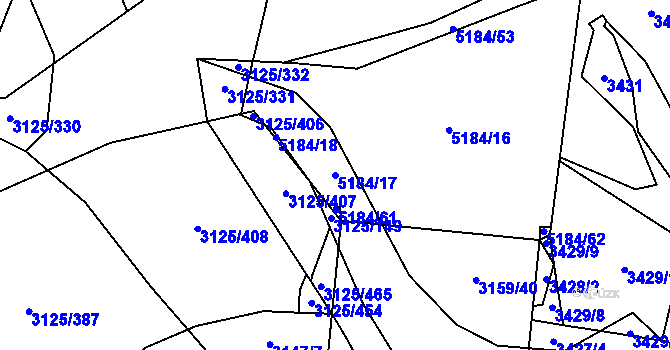 Parcela st. 5184/17 v KÚ Řečkovice, Katastrální mapa