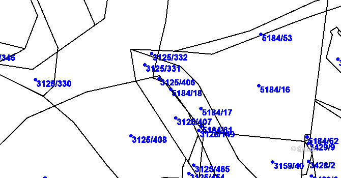 Parcela st. 5184/18 v KÚ Řečkovice, Katastrální mapa