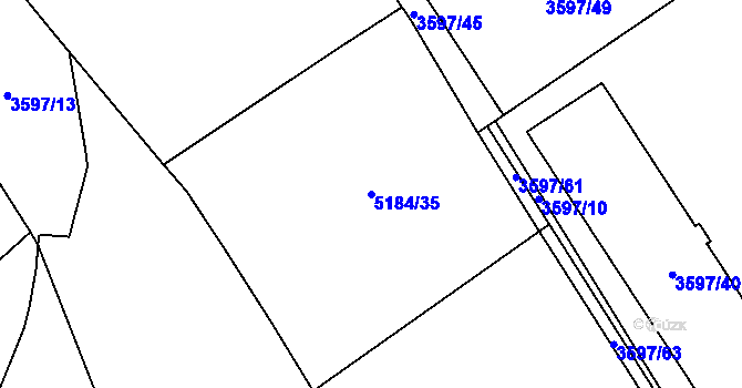Parcela st. 5184/35 v KÚ Řečkovice, Katastrální mapa