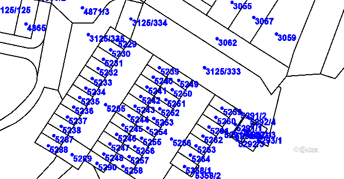 Parcela st. 5250 v KÚ Řečkovice, Katastrální mapa