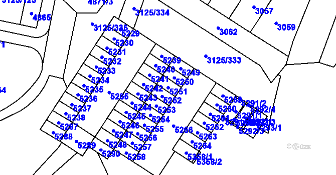 Parcela st. 5251 v KÚ Řečkovice, Katastrální mapa