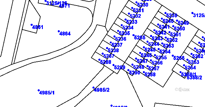 Parcela st. 5287 v KÚ Řečkovice, Katastrální mapa