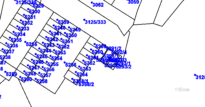 Parcela st. 5291/1 v KÚ Řečkovice, Katastrální mapa