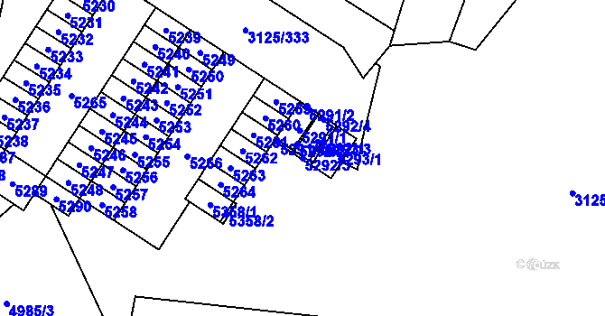Parcela st. 5292/3 v KÚ Řečkovice, Katastrální mapa