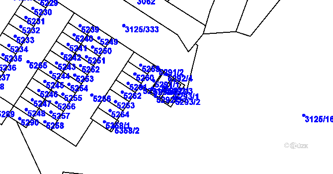 Parcela st. 5293/3 v KÚ Řečkovice, Katastrální mapa