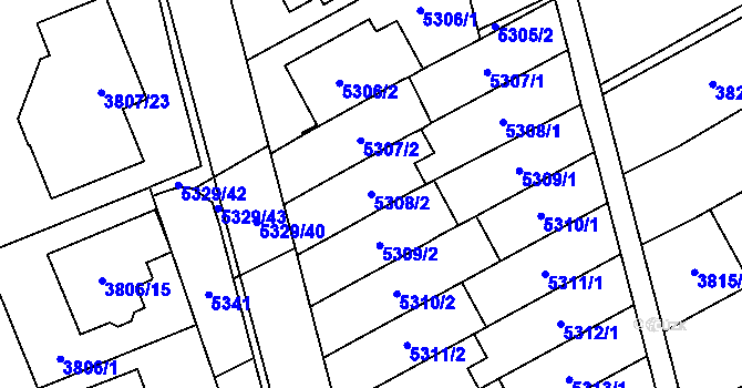 Parcela st. 5308/2 v KÚ Řečkovice, Katastrální mapa