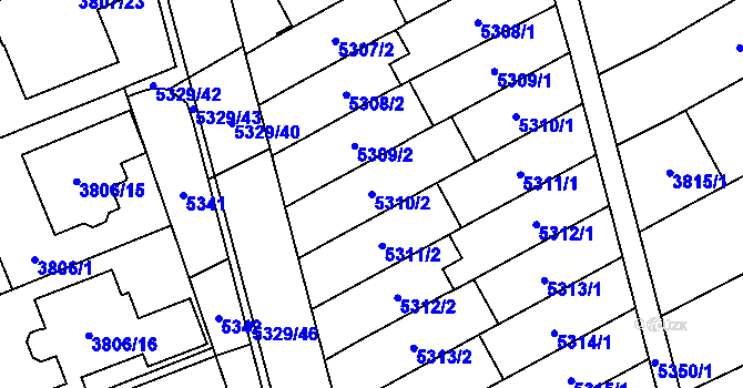 Parcela st. 5310/2 v KÚ Řečkovice, Katastrální mapa