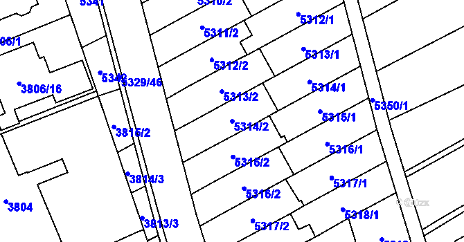 Parcela st. 5314/2 v KÚ Řečkovice, Katastrální mapa