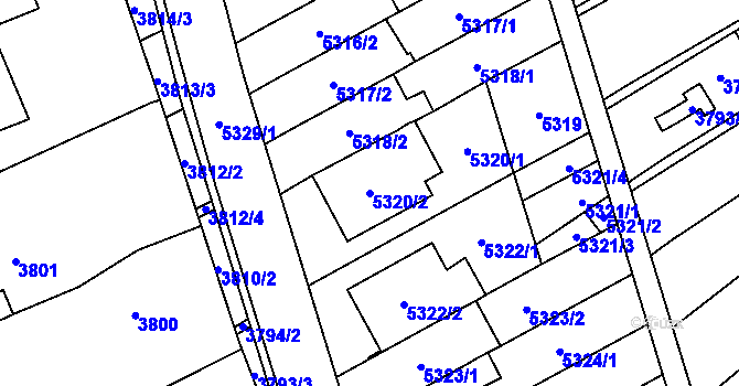 Parcela st. 5320/2 v KÚ Řečkovice, Katastrální mapa