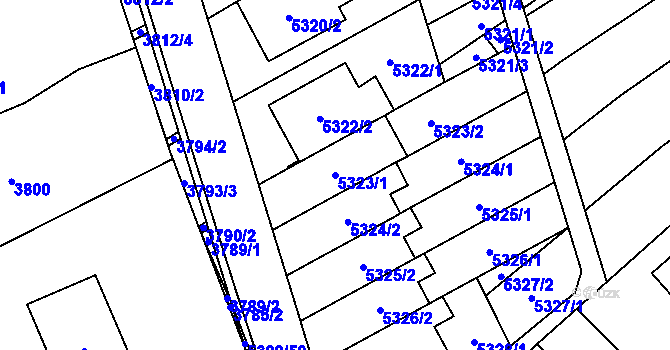 Parcela st. 5323/1 v KÚ Řečkovice, Katastrální mapa
