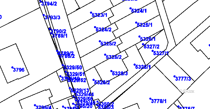Parcela st. 5326/2 v KÚ Řečkovice, Katastrální mapa