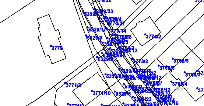 Parcela st. 5329/16 v KÚ Řečkovice, Katastrální mapa