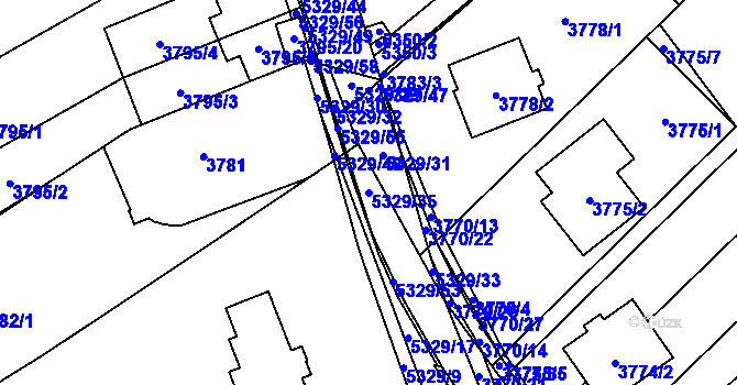 Parcela st. 5329/35 v KÚ Řečkovice, Katastrální mapa