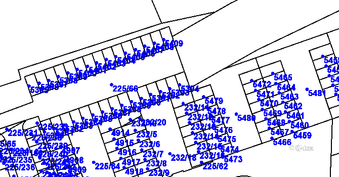 Parcela st. 5393 v KÚ Řečkovice, Katastrální mapa