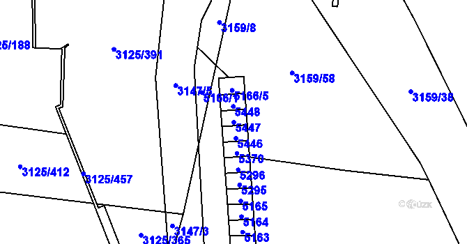 Parcela st. 5447 v KÚ Řečkovice, Katastrální mapa