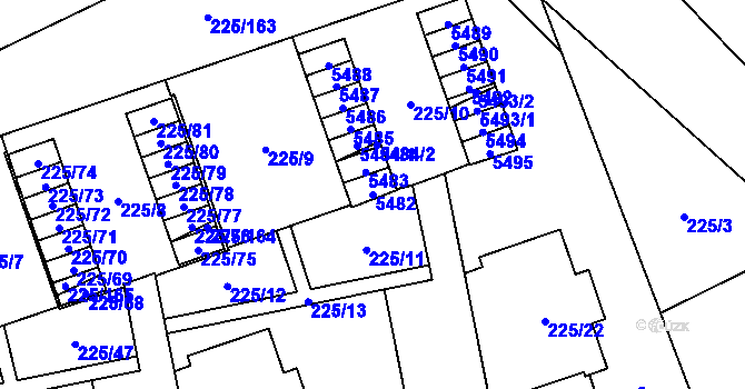 Parcela st. 5482 v KÚ Řečkovice, Katastrální mapa