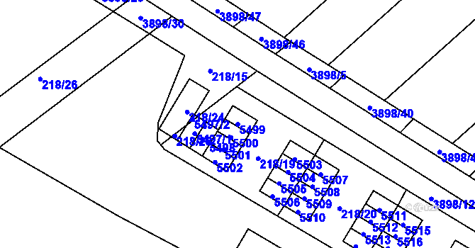 Parcela st. 5499 v KÚ Řečkovice, Katastrální mapa