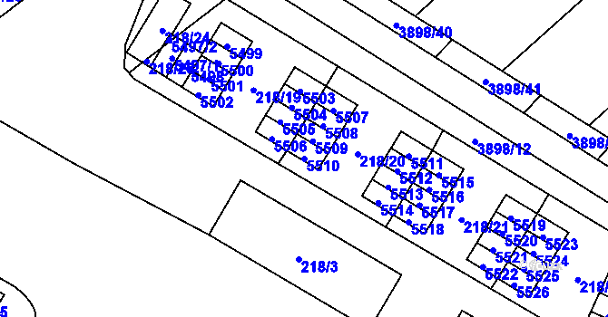 Parcela st. 5510 v KÚ Řečkovice, Katastrální mapa