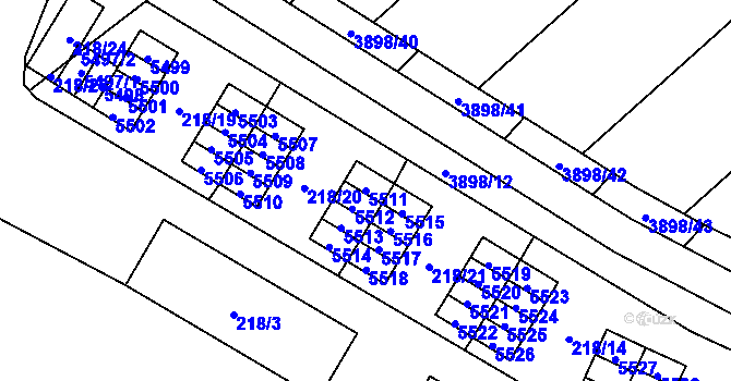 Parcela st. 5511 v KÚ Řečkovice, Katastrální mapa