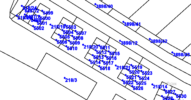 Parcela st. 5512 v KÚ Řečkovice, Katastrální mapa