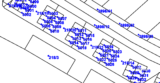 Parcela st. 5517 v KÚ Řečkovice, Katastrální mapa