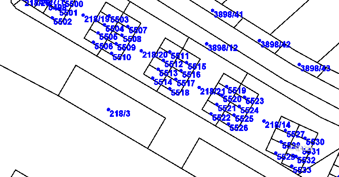 Parcela st. 5518 v KÚ Řečkovice, Katastrální mapa