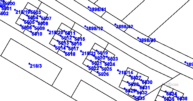 Parcela st. 5519 v KÚ Řečkovice, Katastrální mapa