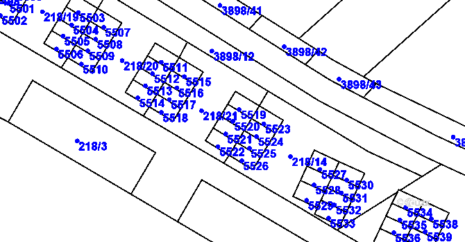 Parcela st. 5520 v KÚ Řečkovice, Katastrální mapa