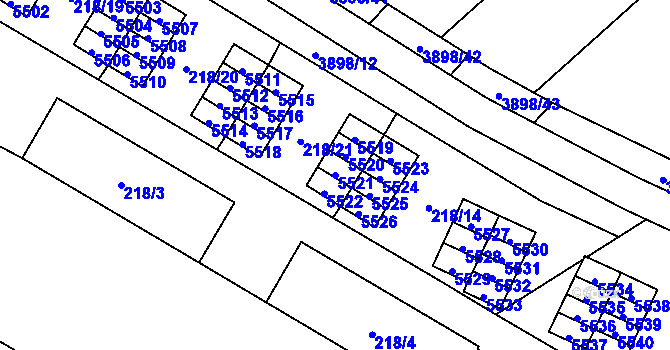 Parcela st. 5521 v KÚ Řečkovice, Katastrální mapa
