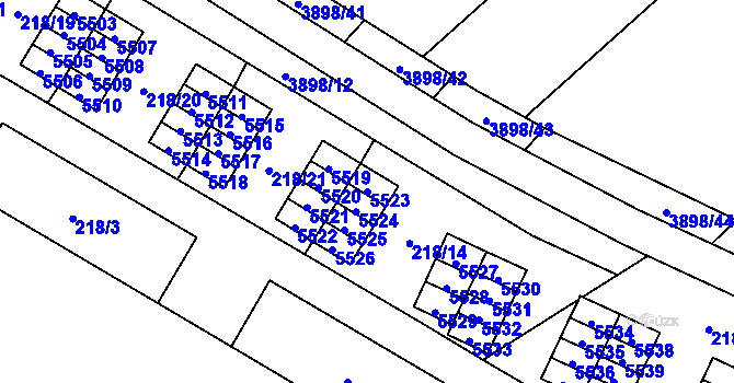Parcela st. 5523 v KÚ Řečkovice, Katastrální mapa