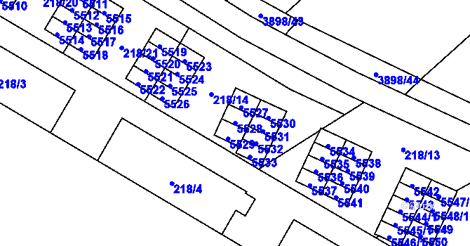 Parcela st. 5528 v KÚ Řečkovice, Katastrální mapa