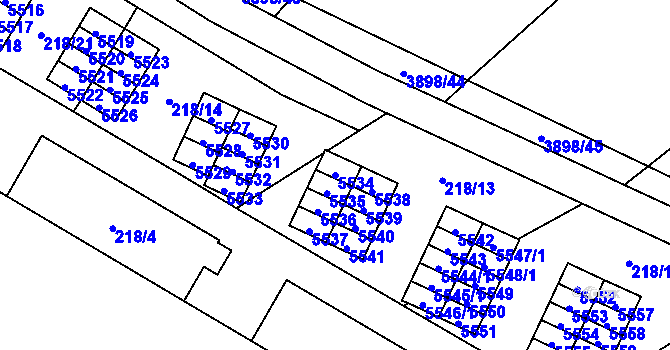 Parcela st. 5534 v KÚ Řečkovice, Katastrální mapa