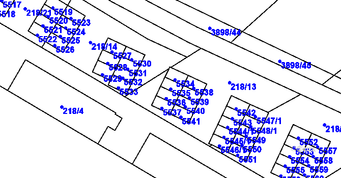 Parcela st. 5535 v KÚ Řečkovice, Katastrální mapa