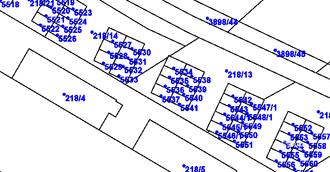 Parcela st. 5536 v KÚ Řečkovice, Katastrální mapa