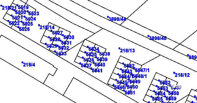 Parcela st. 5538 v KÚ Řečkovice, Katastrální mapa