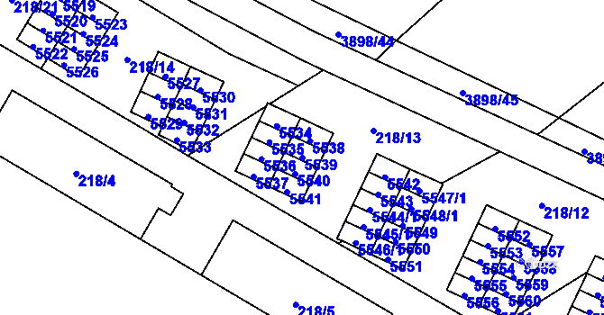 Parcela st. 5539 v KÚ Řečkovice, Katastrální mapa