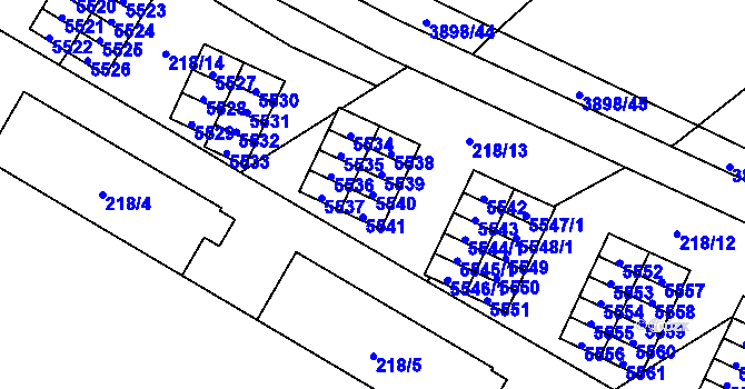 Parcela st. 5540 v KÚ Řečkovice, Katastrální mapa
