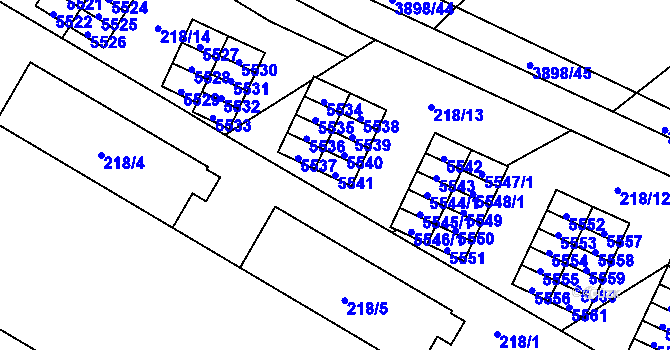 Parcela st. 5541 v KÚ Řečkovice, Katastrální mapa