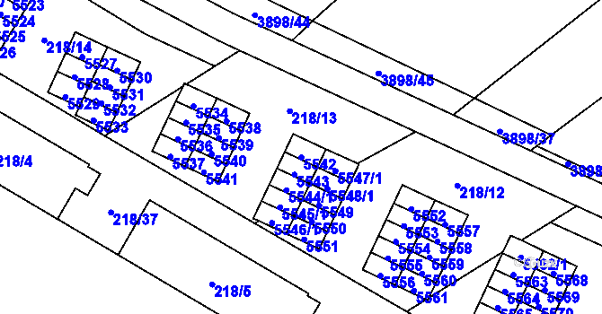 Parcela st. 5542 v KÚ Řečkovice, Katastrální mapa