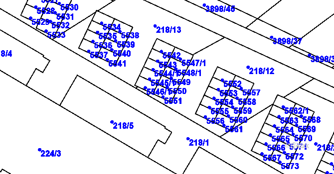Parcela st. 5550 v KÚ Řečkovice, Katastrální mapa