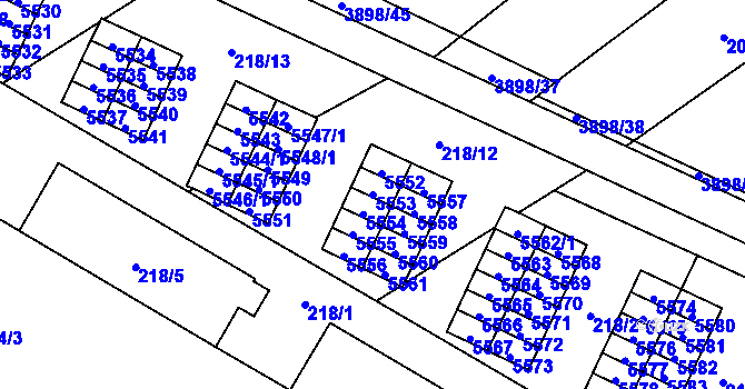 Parcela st. 5553 v KÚ Řečkovice, Katastrální mapa