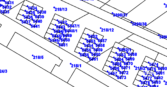 Parcela st. 5554 v KÚ Řečkovice, Katastrální mapa