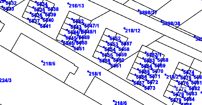 Parcela st. 5555 v KÚ Řečkovice, Katastrální mapa