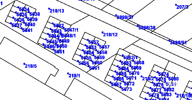 Parcela st. 5558 v KÚ Řečkovice, Katastrální mapa