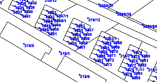 Parcela st. 5560 v KÚ Řečkovice, Katastrální mapa
