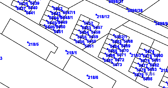 Parcela st. 5561 v KÚ Řečkovice, Katastrální mapa