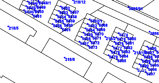 Parcela st. 5567 v KÚ Řečkovice, Katastrální mapa