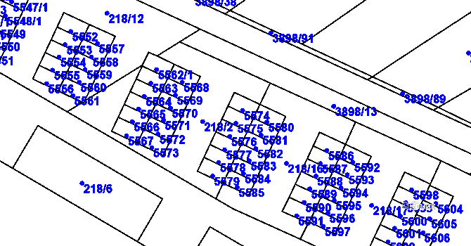 Parcela st. 5575 v KÚ Řečkovice, Katastrální mapa